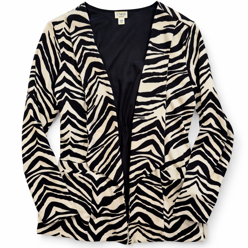 Cato Knit Blazer black cream zebra size 14